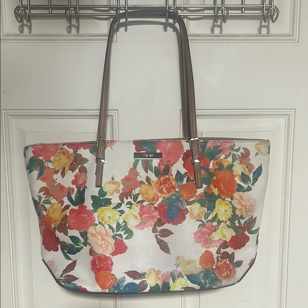 Nine West Red and Pink Floral Tote Bag